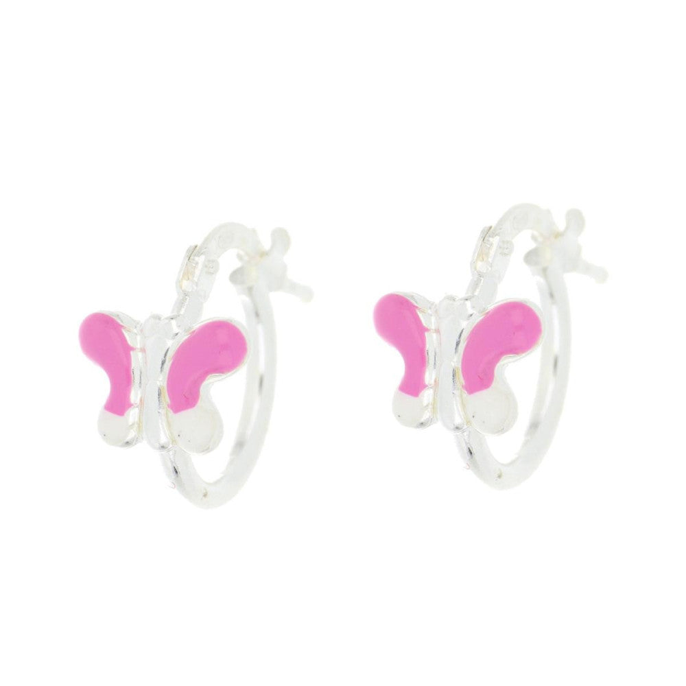 Orecchini cerchio farfalla bambina Urania Preziosi in argento smaltato ORBABY107RS