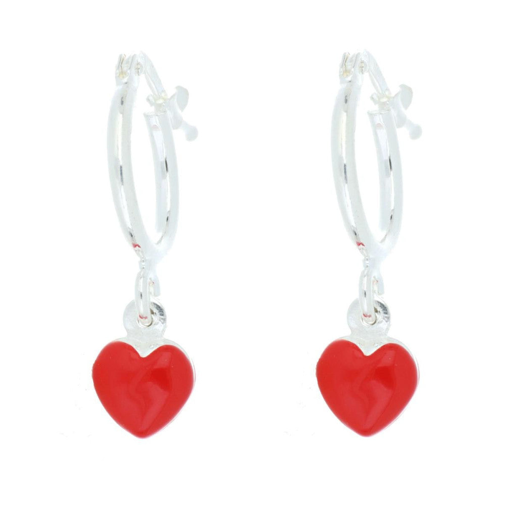Orecchini cerchio cuore bambina Urania Preziosi in argento smaltato ORBABY150