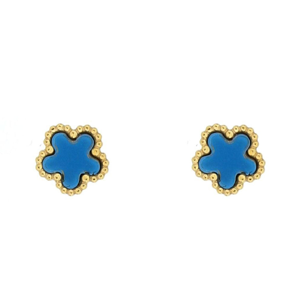 Orecchini fiore donna Urania Preziosi in acciaio dorato ORCAL1002BLU2