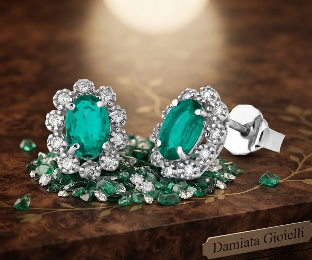 Orecchini donna Lucciole Gioielli in oro bianco, diamanti e smeraldi ORFOXOV/1S