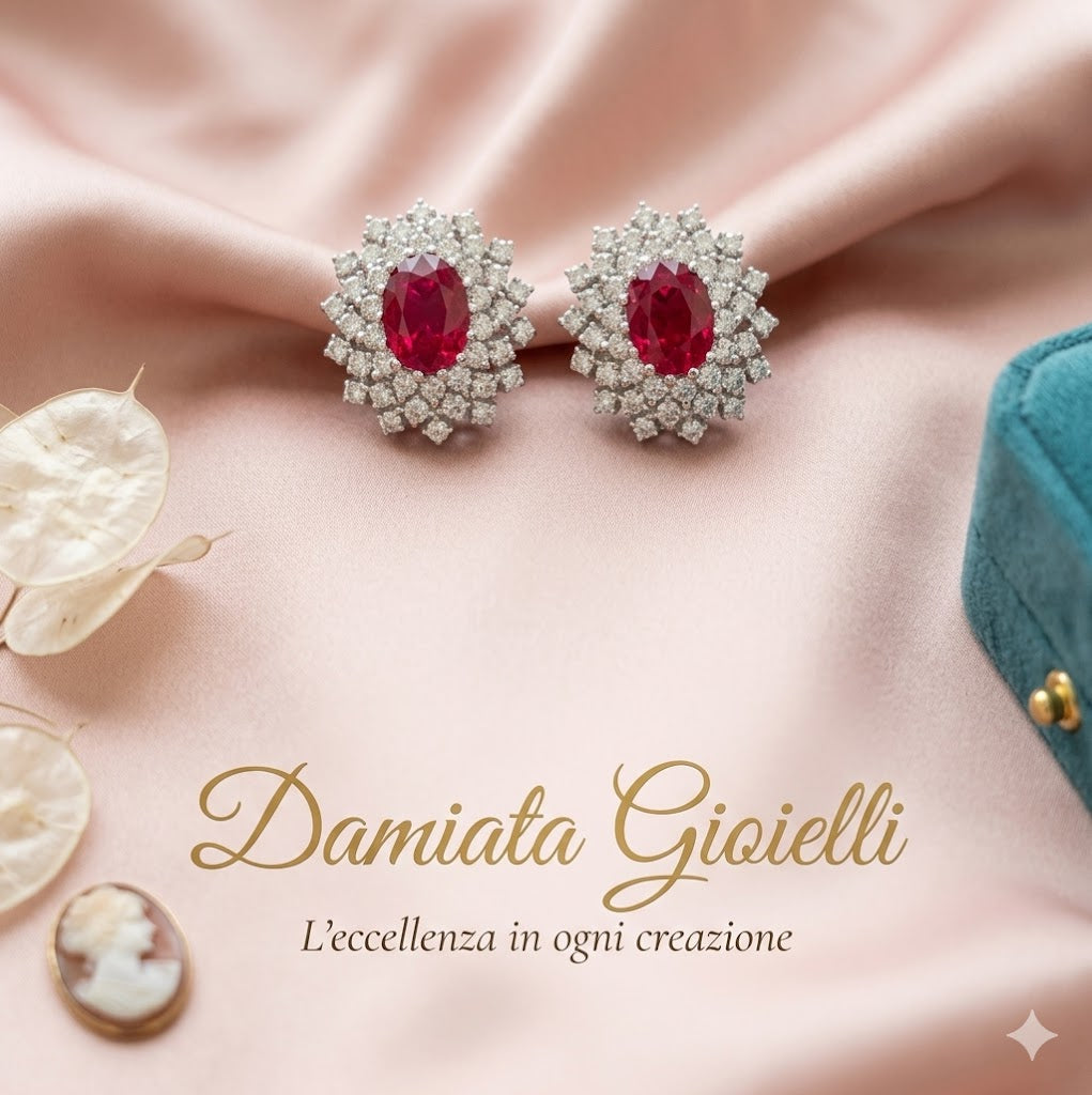 Orecchini donna Lucciole Gioielli in oro bianco, diamanti e rubini ORIMPERIAL/1R