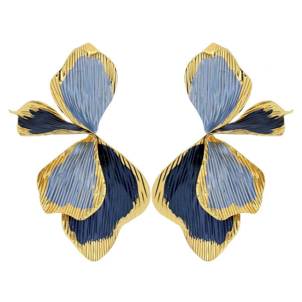 Orecchini fiore donna Marlù in ottone dorato e smaltato ORNEM1009AZZ