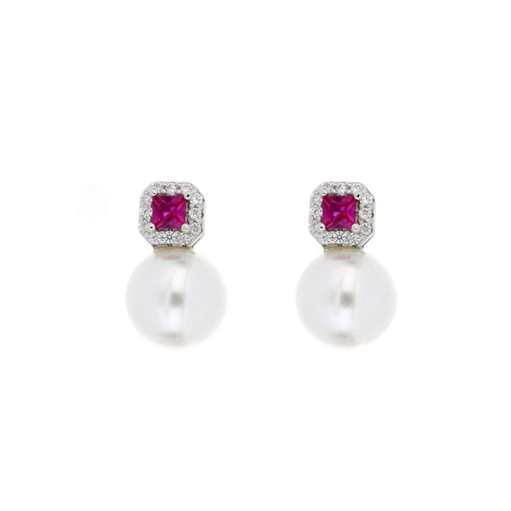 Orecchini donna Urania Preziosi in argento, zirconi e perle ORPE012RB