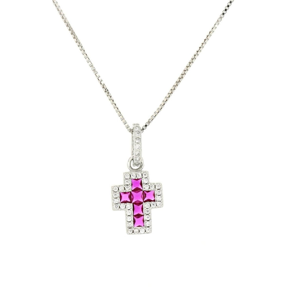 Collana croce donna Urania Preziosi in argento e zirconi P3862RB