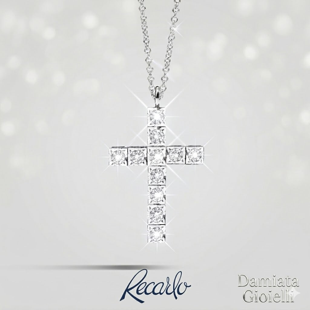 Collana croce donna Recarlo in oro bianco e diamanti P39CR882/018-45