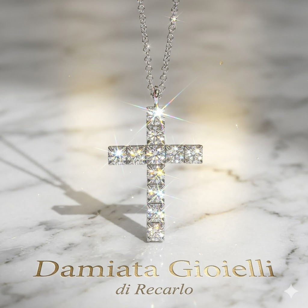Collana croce donna Recarlo in oro bianco e diamanti P39CR882/010-45