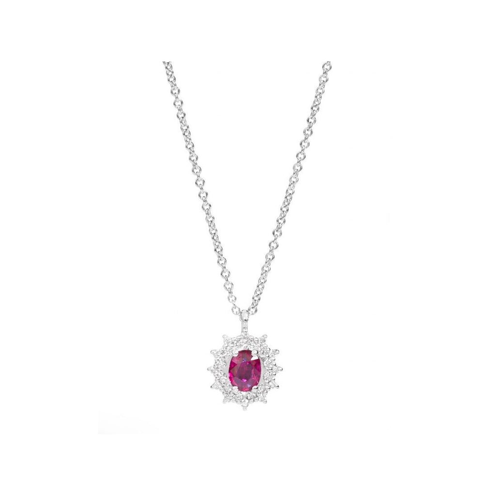 Collana donna Recarlo collezione Camelia in oro bianco, diamanti e rubino P77CC001/RB-45
