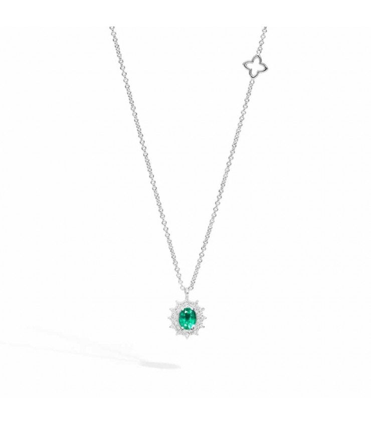 Collana donna Recarlo in oro bianco, diamanti e smeraldo P79CC001/SM035-45