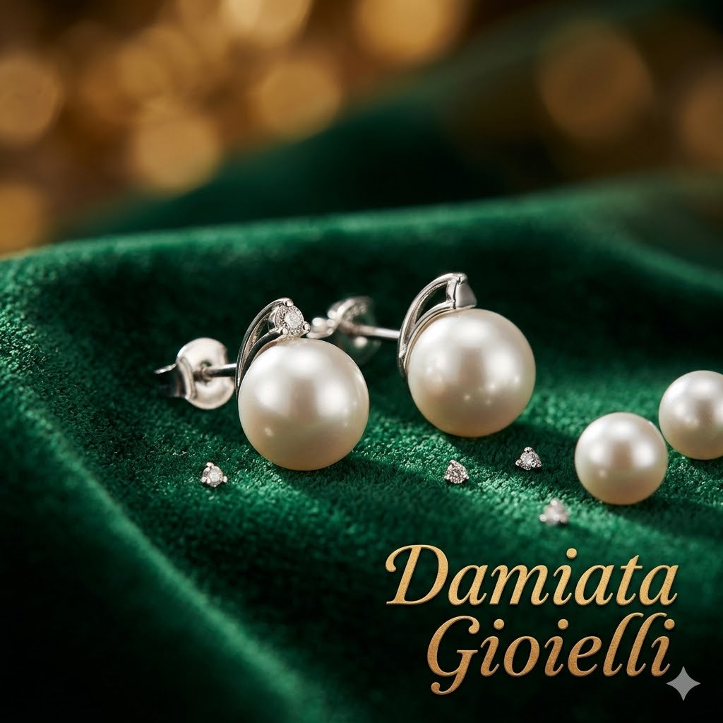 Orecchini donna Nimei in oro bianco con diamanti e perle AKOYA PAY859BN-008