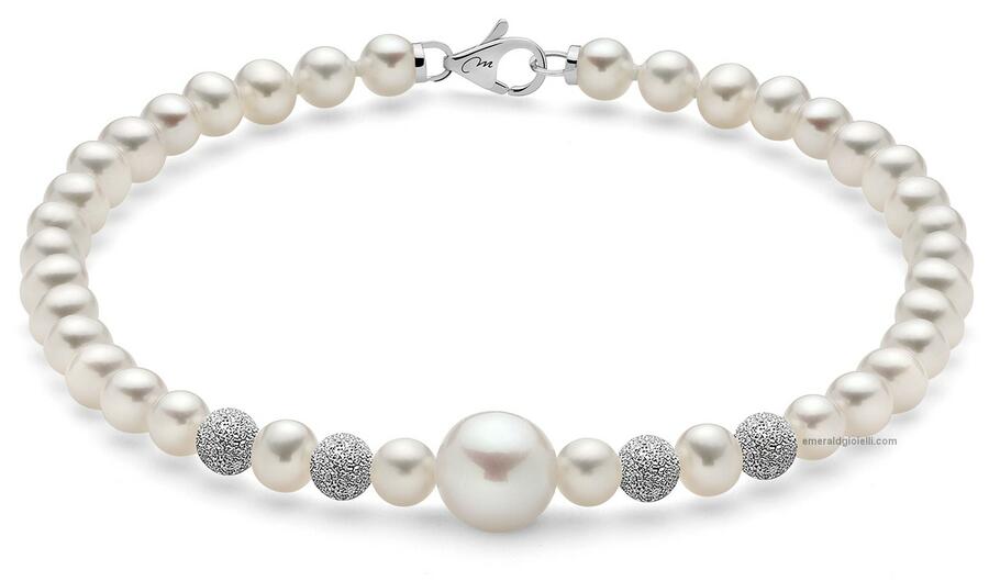 Bracciale donna Miluna filo di perle in oro bianco PBR1409V