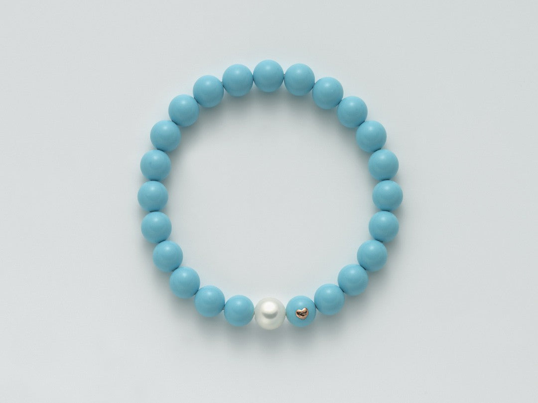 Bracciale elastico donna Miluna di turchese e perla PBR1794