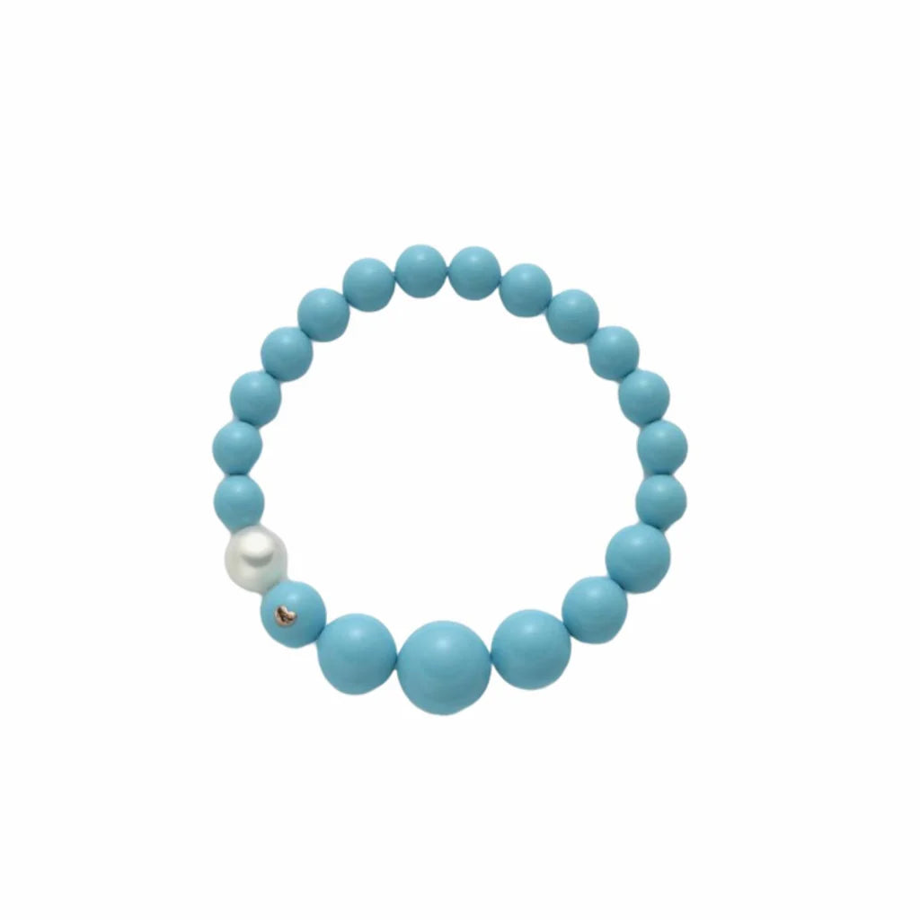Bracciale elastico a scalare donna Miluna in argento, perla e turchese PBR1797