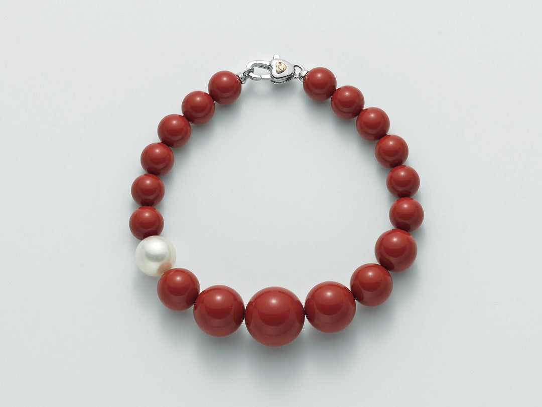 Bracciale a scalare donna Miluna in argento, perla e corallo rosso PBR1802V