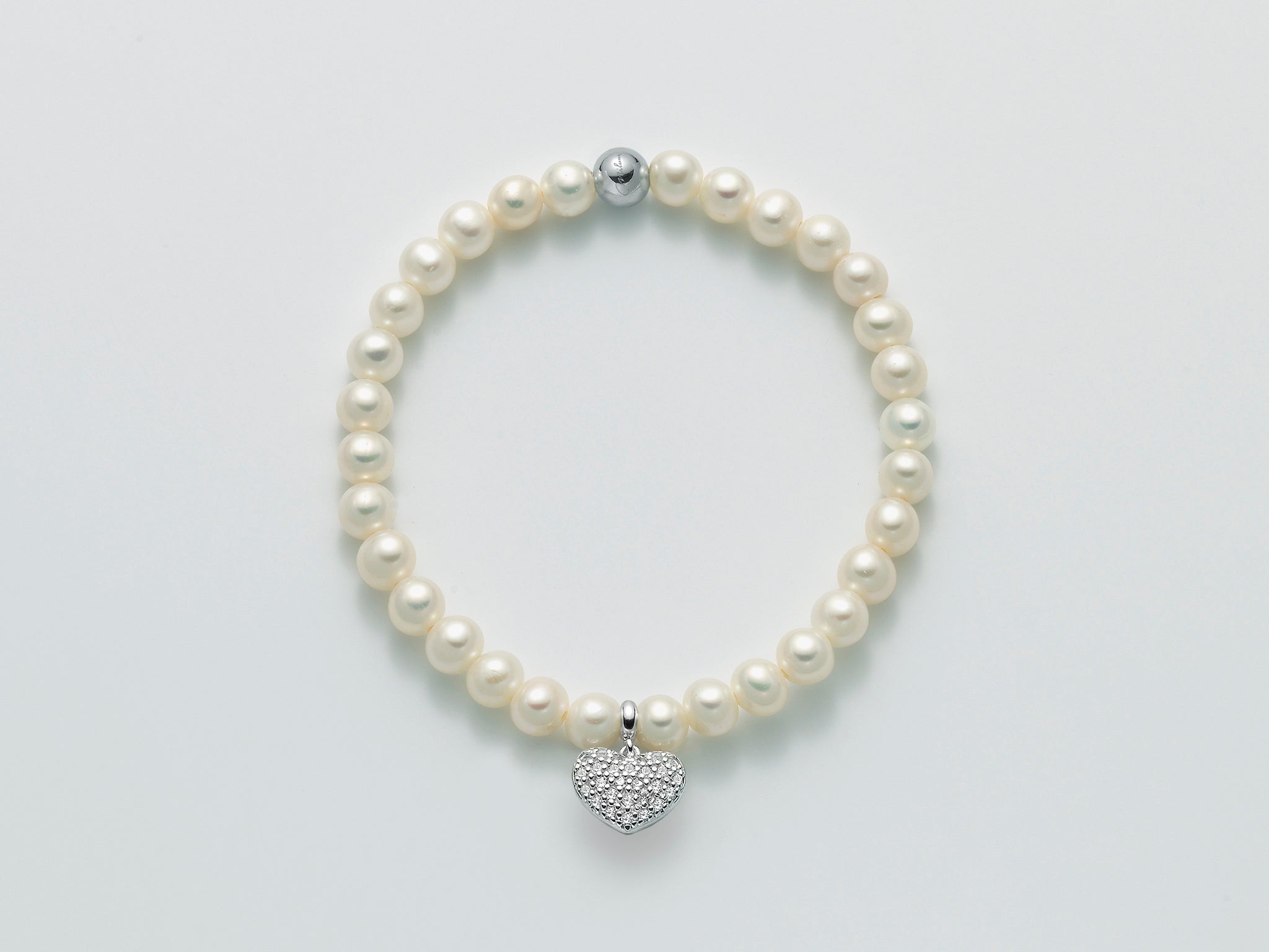 Bracciale elastico filo di perle Miluna in argento con zirconi PBR2061