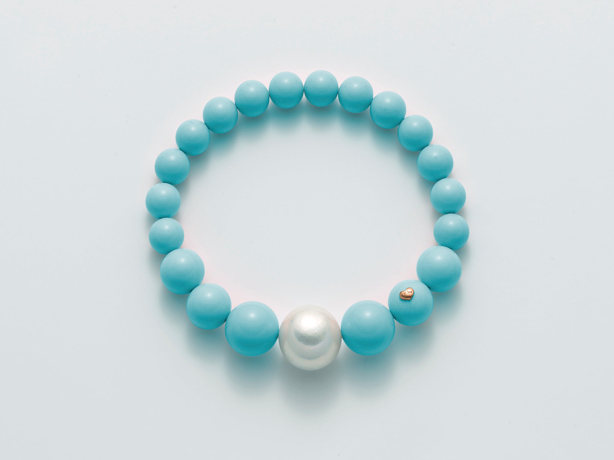 Bracciale elastico donna Miluna in pasta di turchese e perla PBR2565