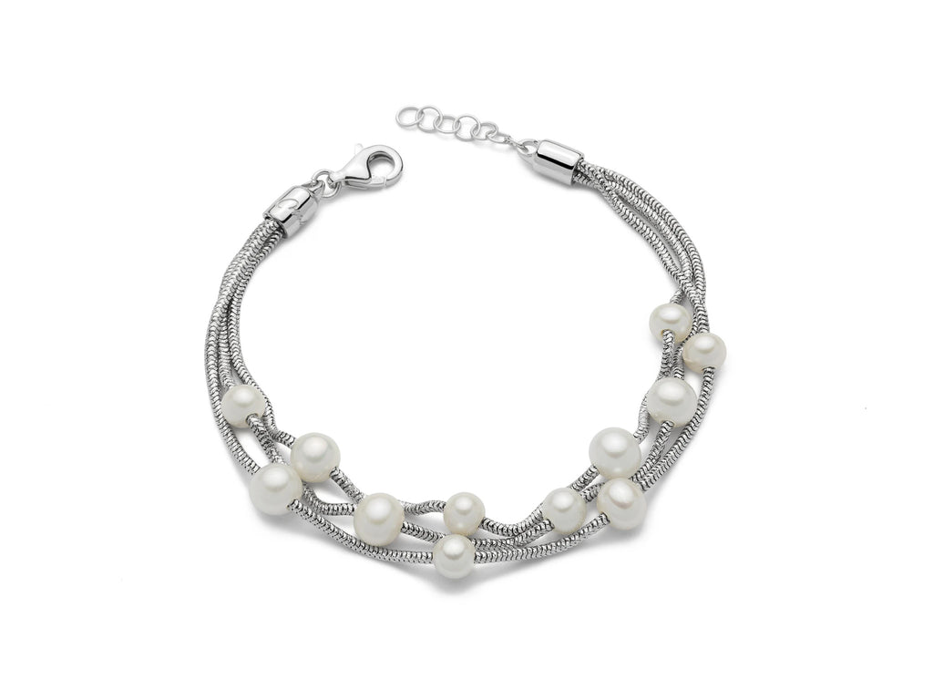 Bracciale multifilo donna Miluna in argento e perle PBR2833