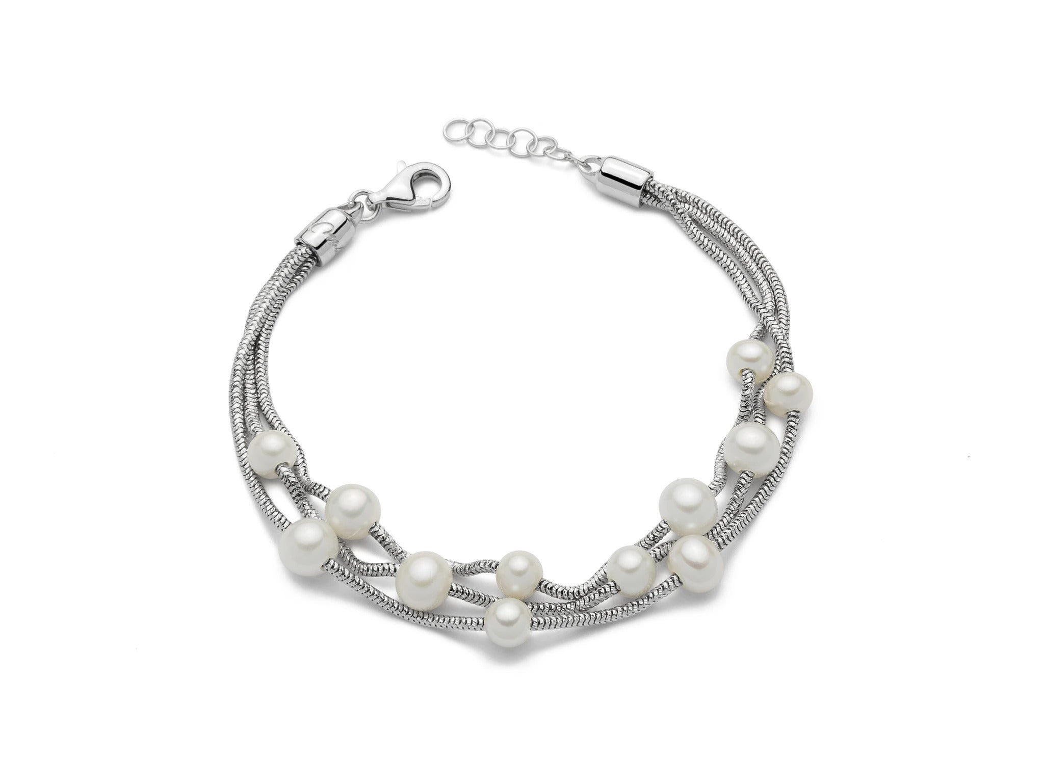 Bracciale multifilo donna Miluna in argento e perle PBR2833