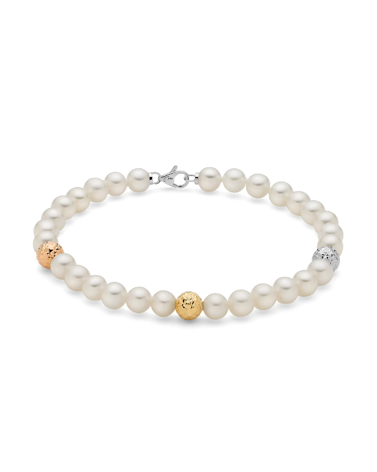 Bracciale donna Miluna filo di perle in oro tricolore PBR2838V