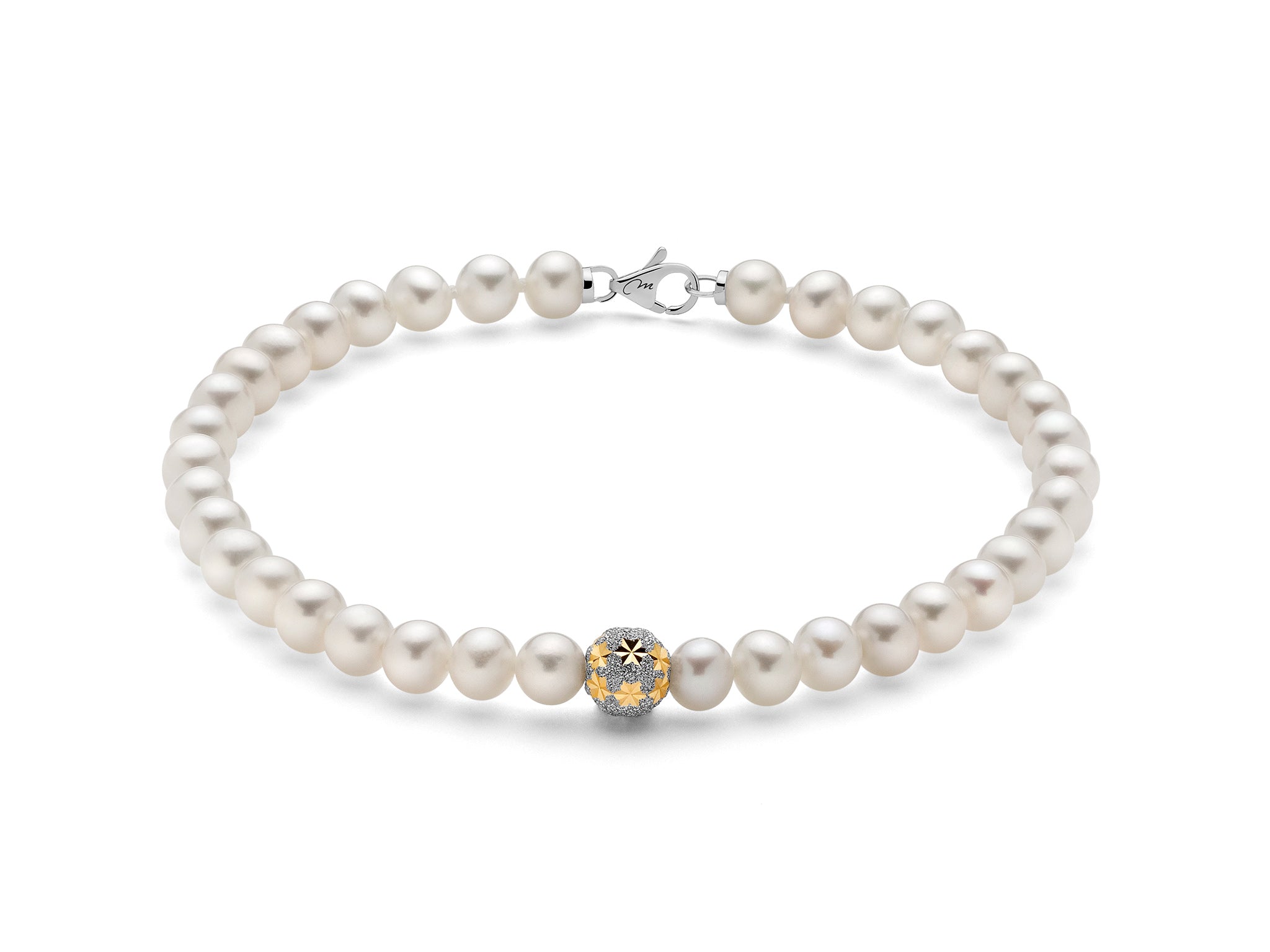 Bracciale filo di perle donna Miluna in oro bianco e giallo PBR3058V