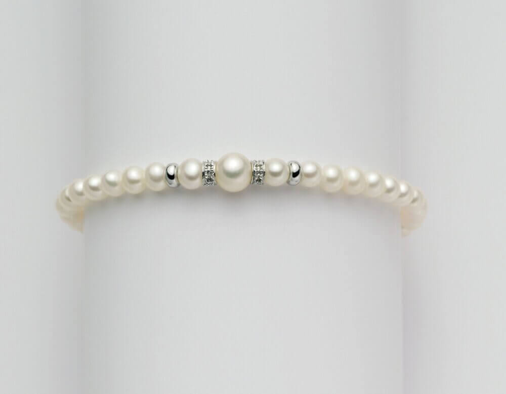 Bracciale filo di perle donna Miluna in oro bianco PBR340