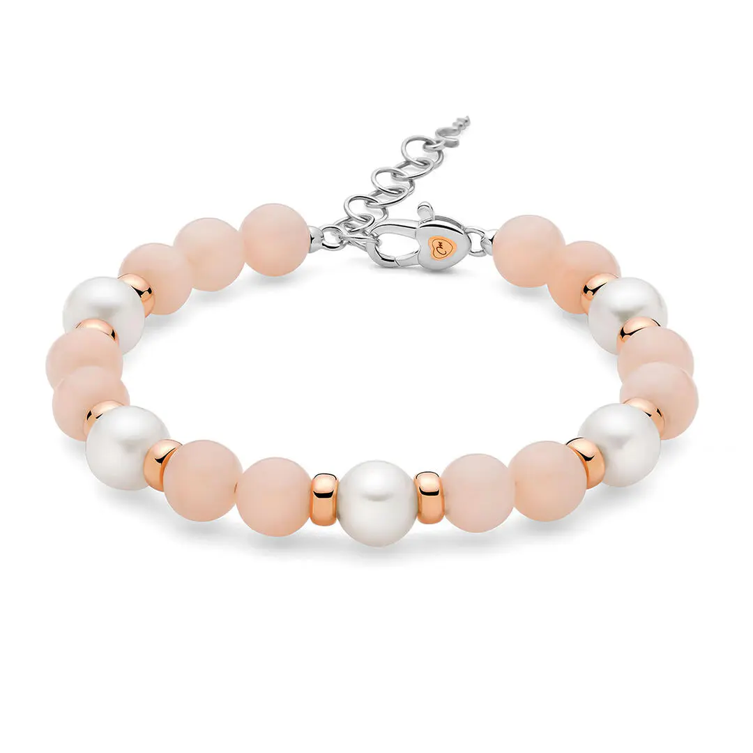 Bracciale donna Miluna in argento, perle e giada rosa PBR3542