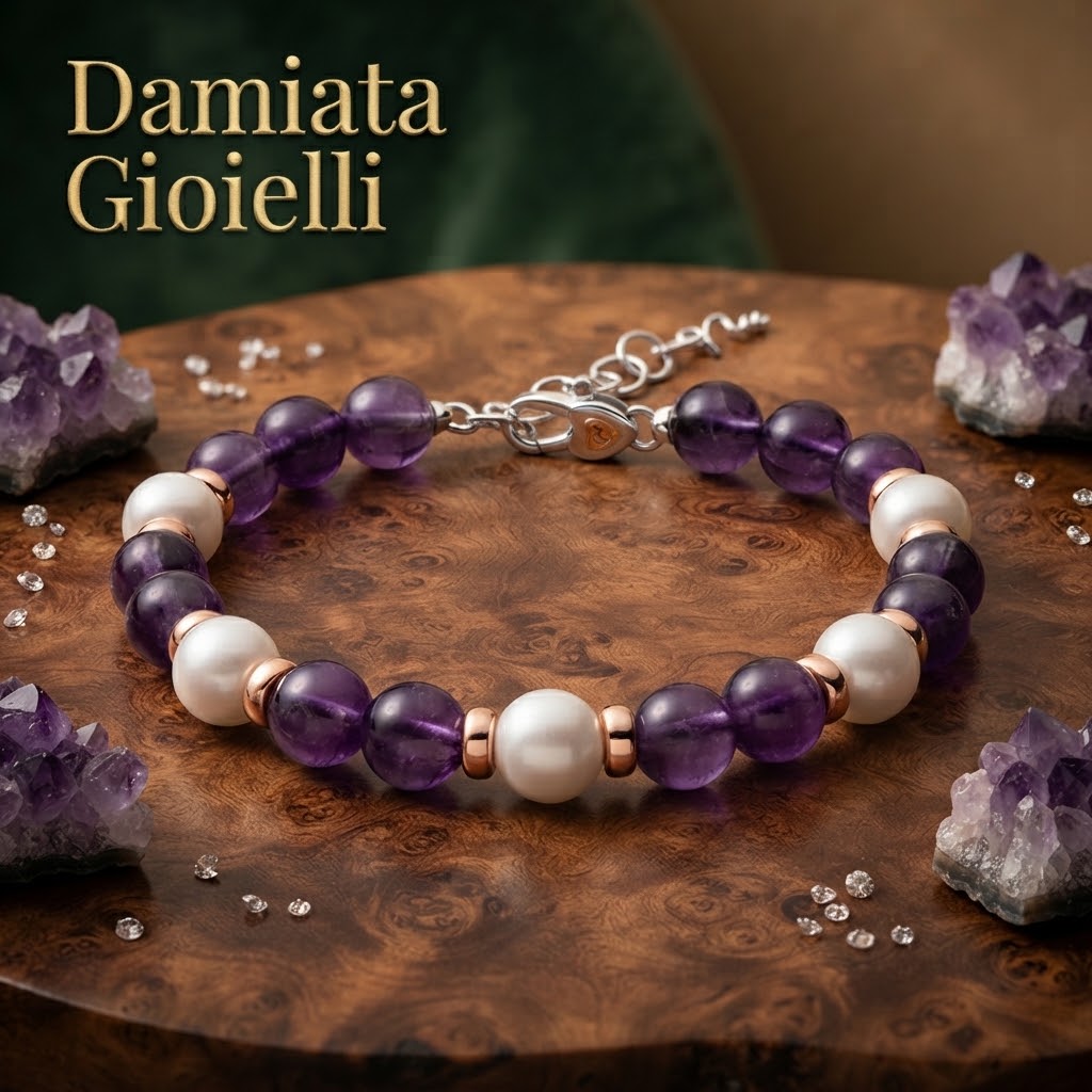 Bracciale donna Miluna in argento, perle e ametista ref. PBR3543