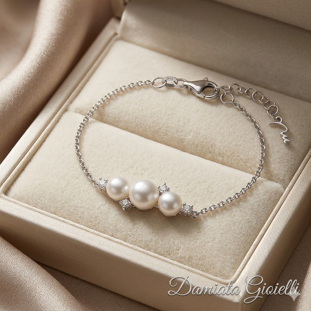 Bracciale donna Miluna in argento 925%, topazi e perle d'acqua dolce PBR3751