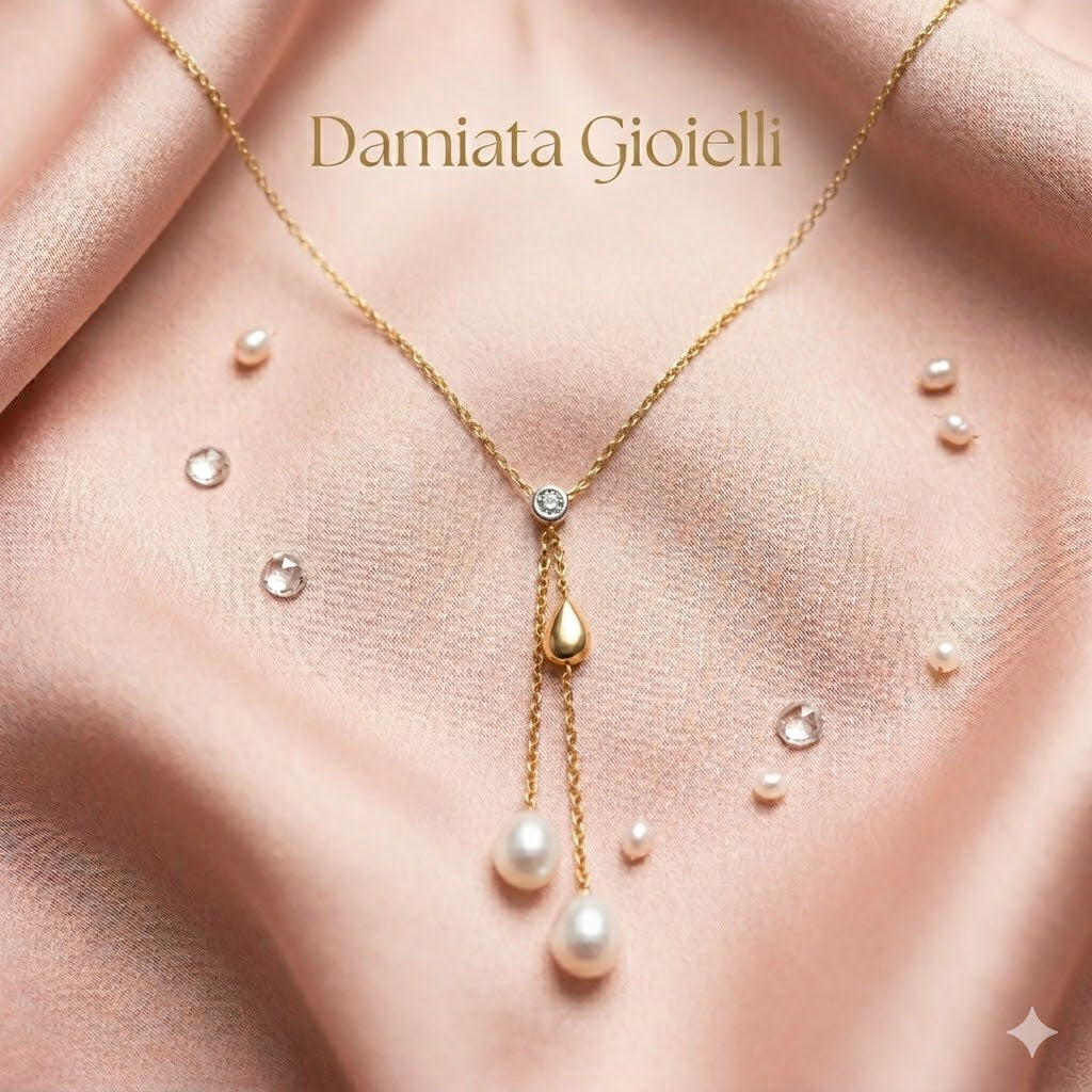 Collana donna Miluna in oro giallo, diamante e perle PCL1016-G