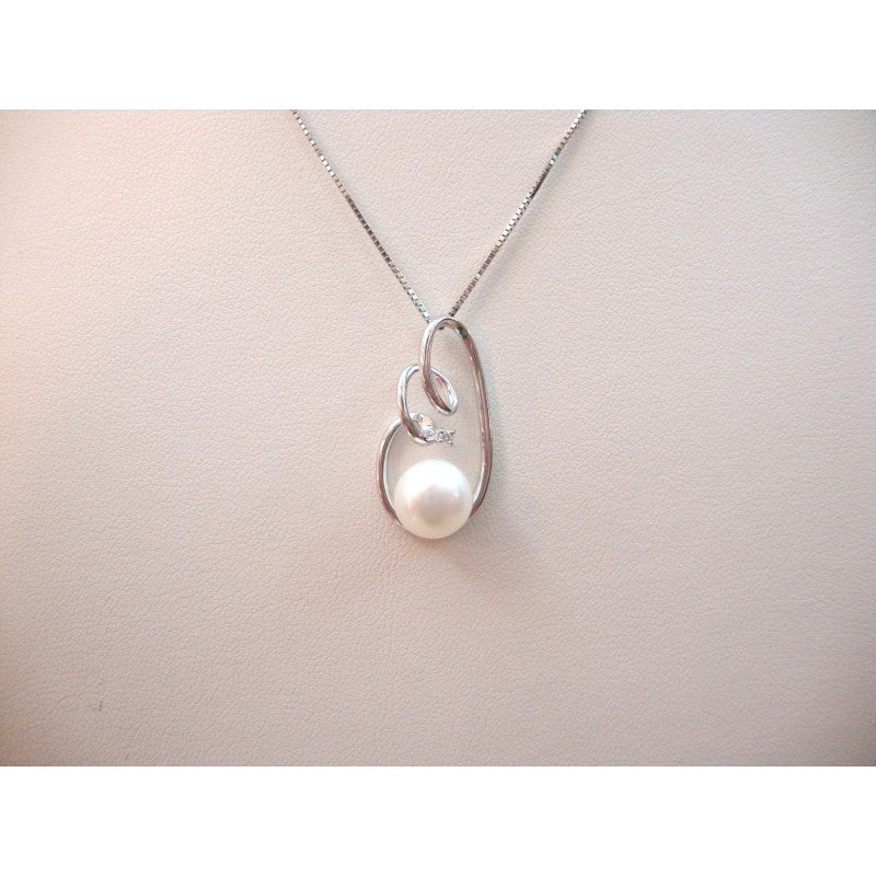 Collana donna Nimei in oro bianco, diamante e perla AKOYA PCL1161
