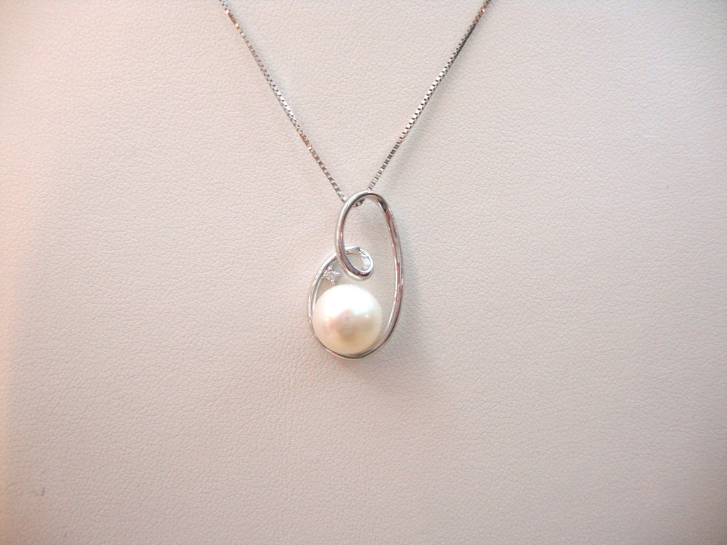 Collana donna Nimei in oro bianco, diamante e perla PCL1162