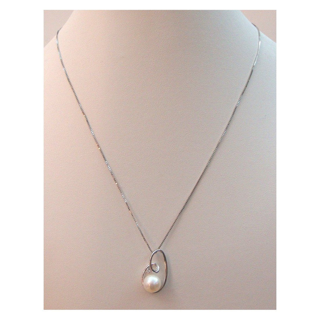Collana donna Nimei in oro bianco, diamante e perla PCL1162