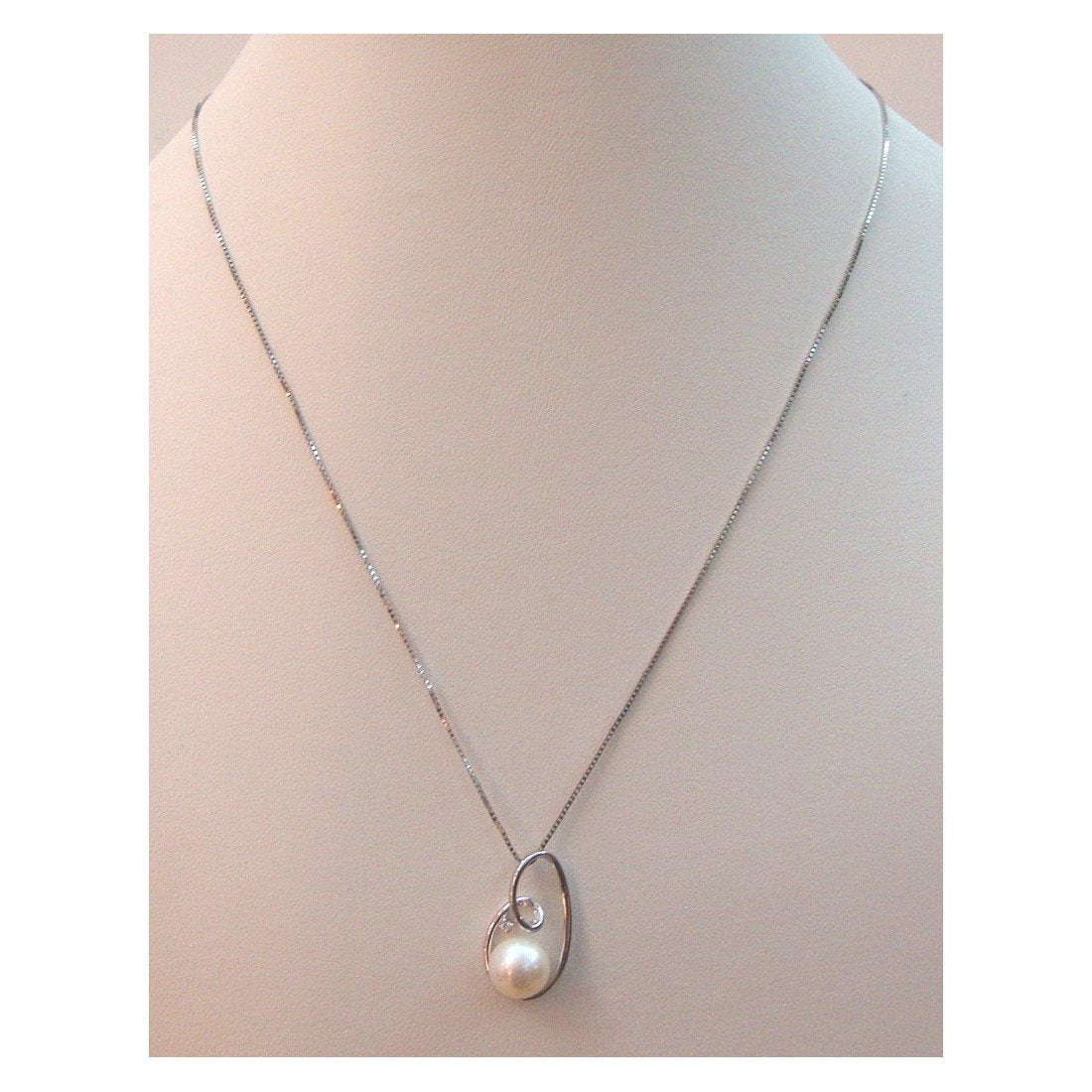 Collana donna Nimei in oro bianco, diamante e perla PCL1162