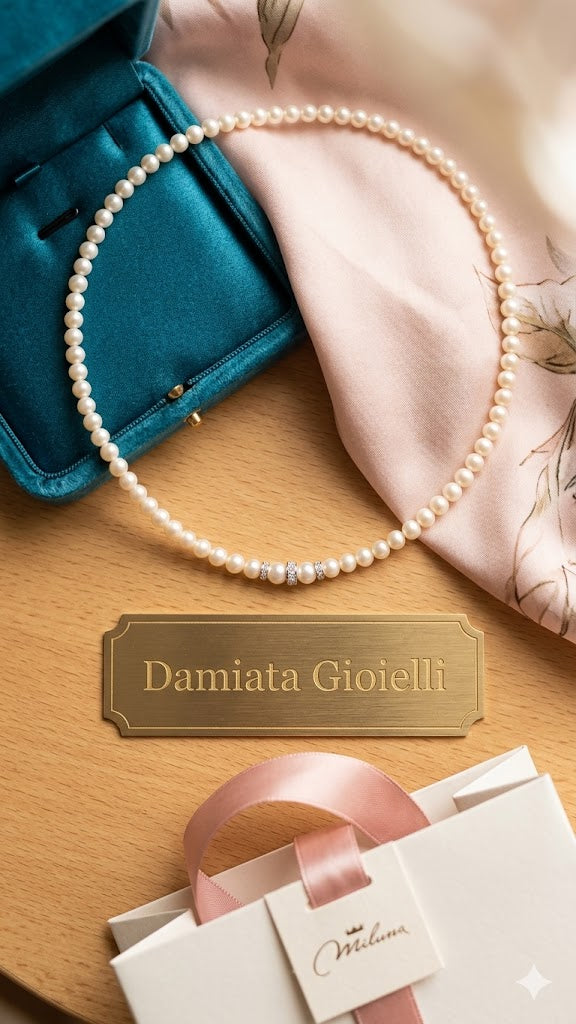Collana filo di perle donna Miluna in oro bianco PCL1638