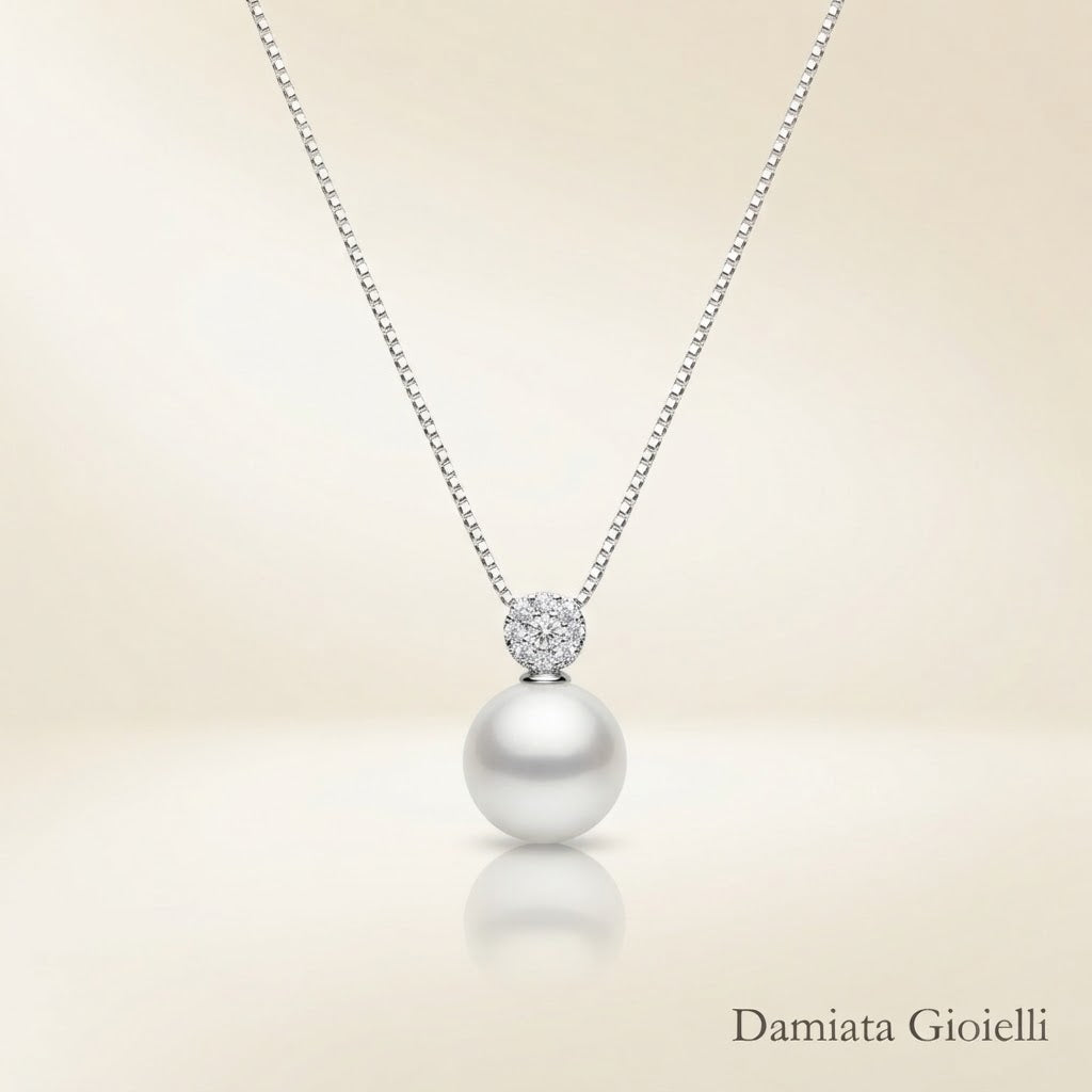 Collana donna Miluna in oro bianco, perla d'acqua dolce e diamanti ref. PCL2171