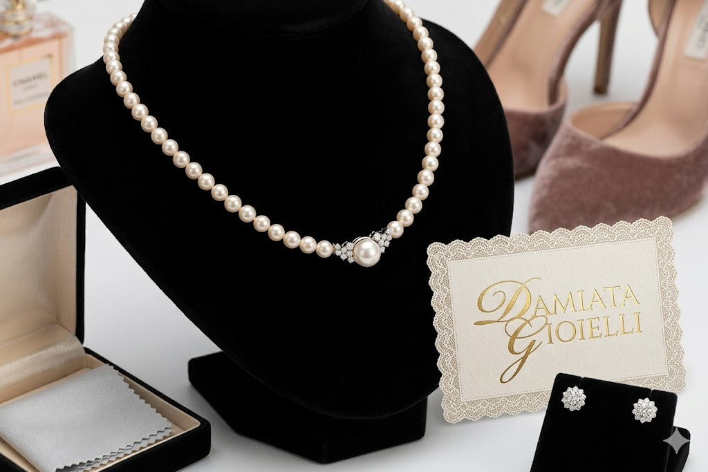 Collana filo di perle Miluna in oro bianco e diamanti PCL2184