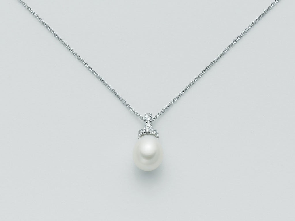 Collana donna Nimei in oro bianco, diamanti e perla AUSTRALIA PCL2341A