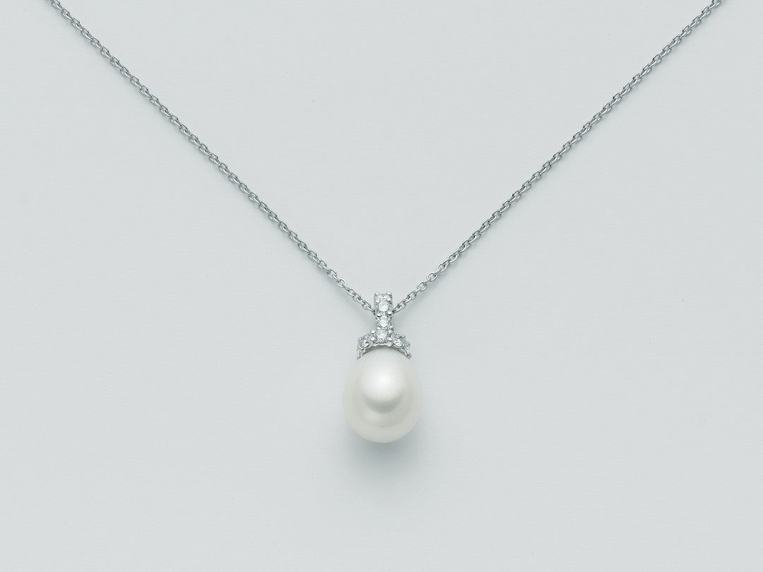Collana donna Nimei in oro bianco, diamanti e perla AUSTRALIA PCL2341A