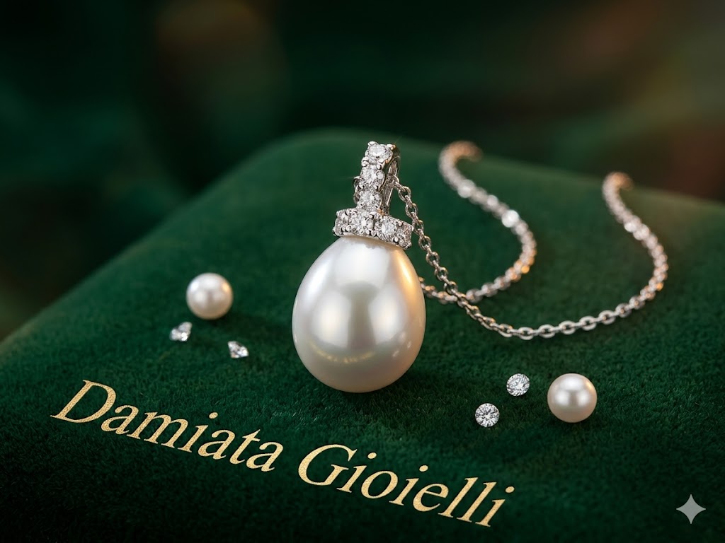 Collana donna Nimei in oro bianco, diamanti e perla AUSTRALIA PCL2341A