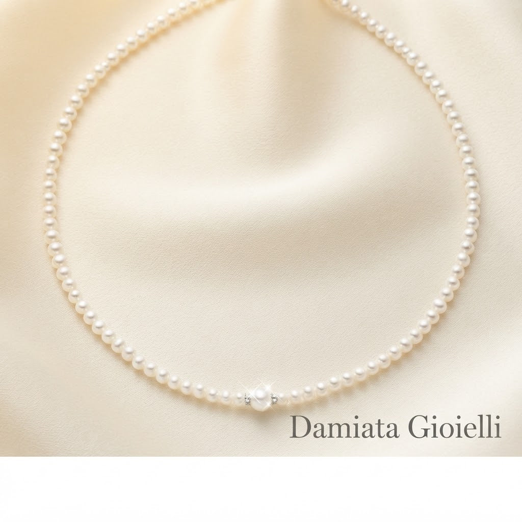 Collana filo di perle donna Miluna in oro bianco ref. PCL3088