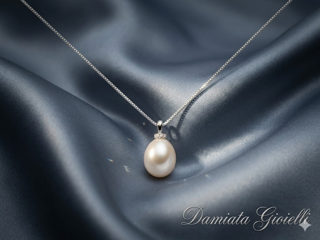 Collana donna Miluna in oro bianco, diamanti e perla PCL3170X
