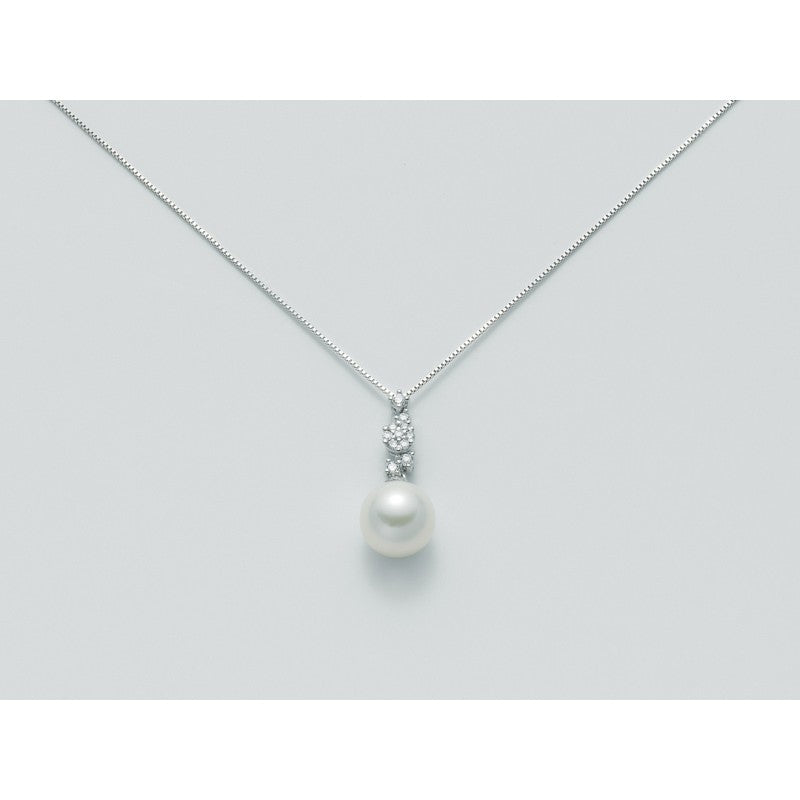 Collana donna Nimei in oro bianco, diamanti e perla PCL3273