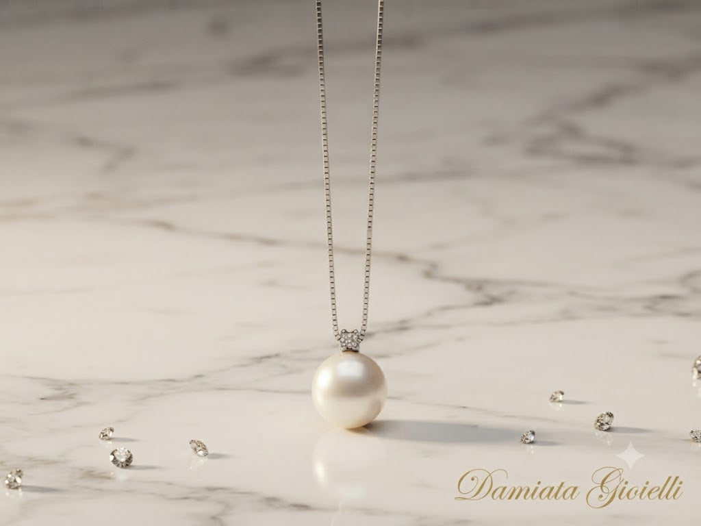 Collana donna Miluna in oro bianco, diamante e perla PCL3933VX