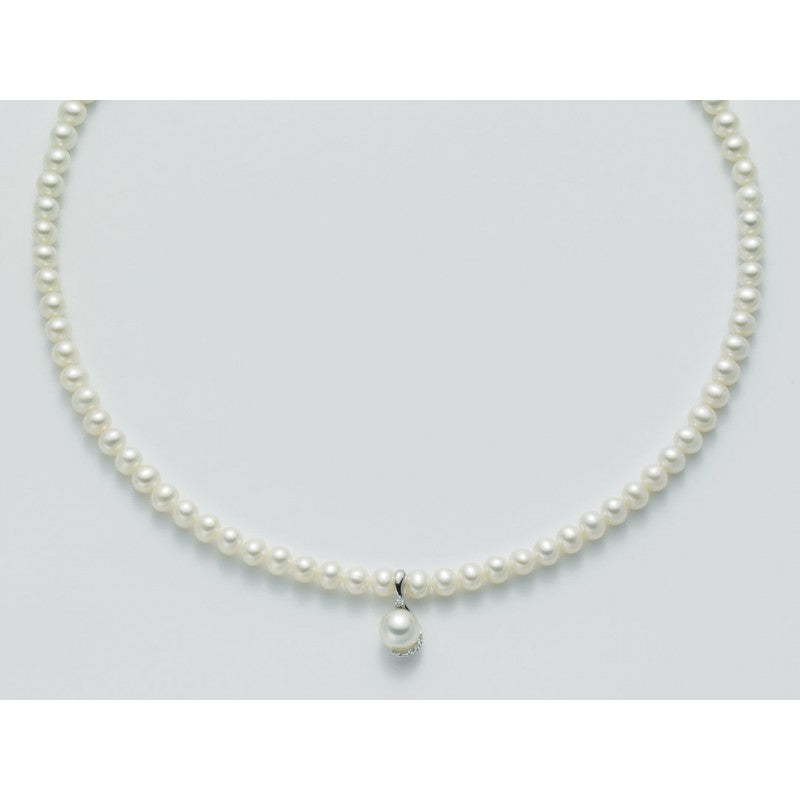 Collana filo di perle donna Miluna in oro bianco e diamanti PCL4049