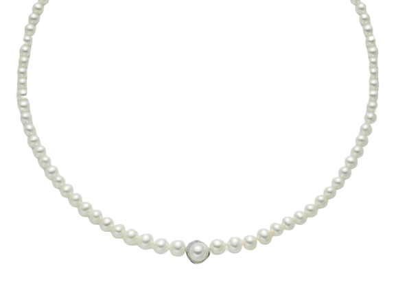 Collana filo di perle donna Miluna in oro bianco PCL4053