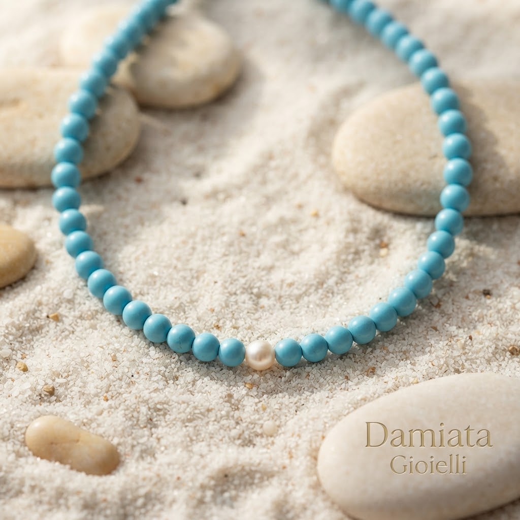 Collana donna Miluna in argento, perla e turchese ref. PCL4433