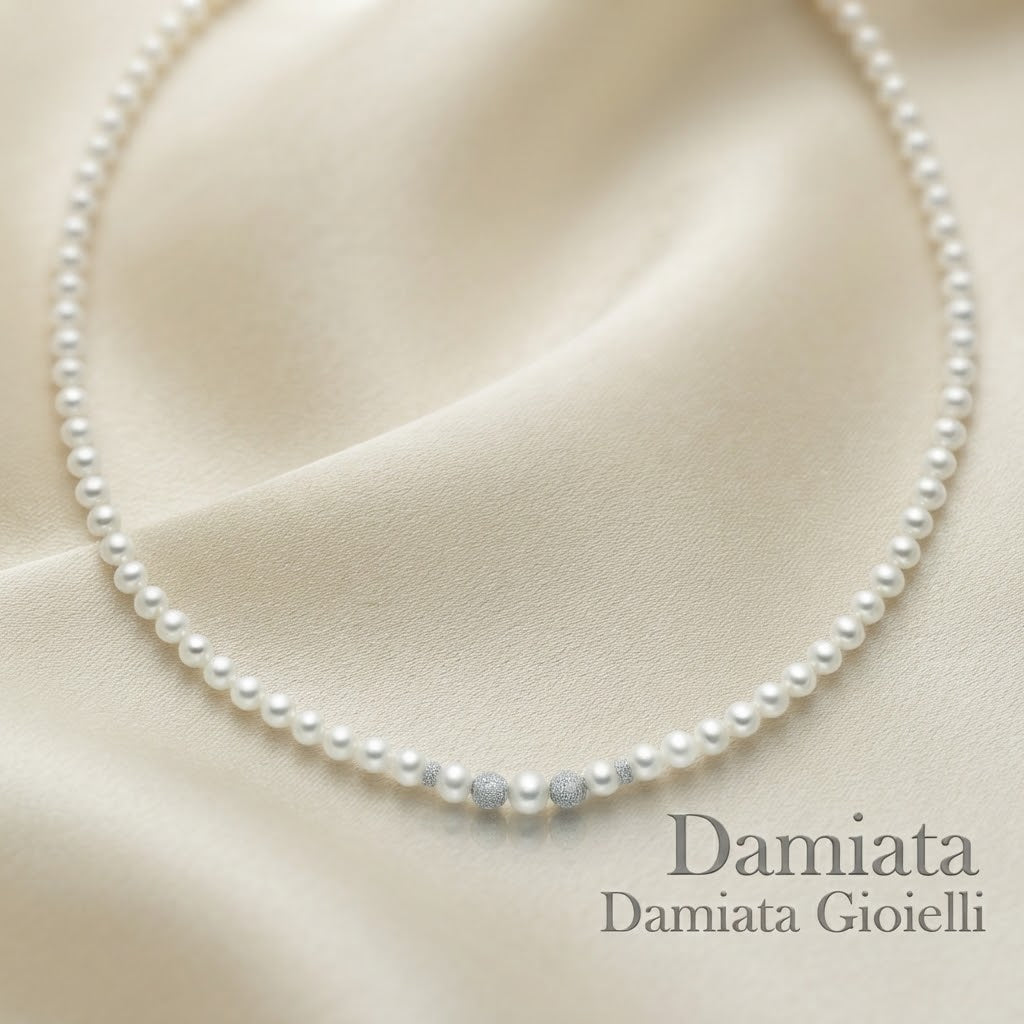 Collana filo di perle a scalare donna Miluna in oro bianco ref. PCL4679V