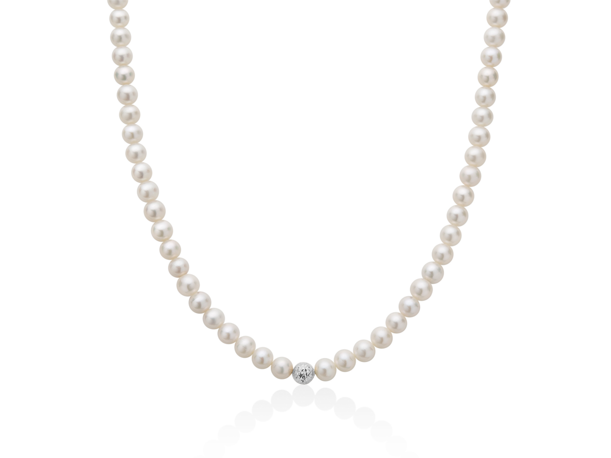 Collana donna Miluna filo di perle in oro bianco PCL4978BV