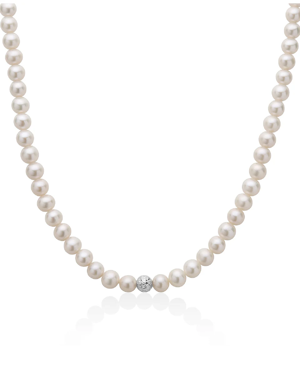 Collana donna Miluna filo di perle d'acqua dolce in oro bianco PCL4979BV