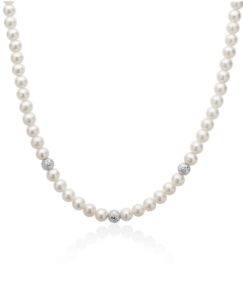 Collana donna Miluna filo di perle d'acqua dolce in oro bianco PCL4982BV