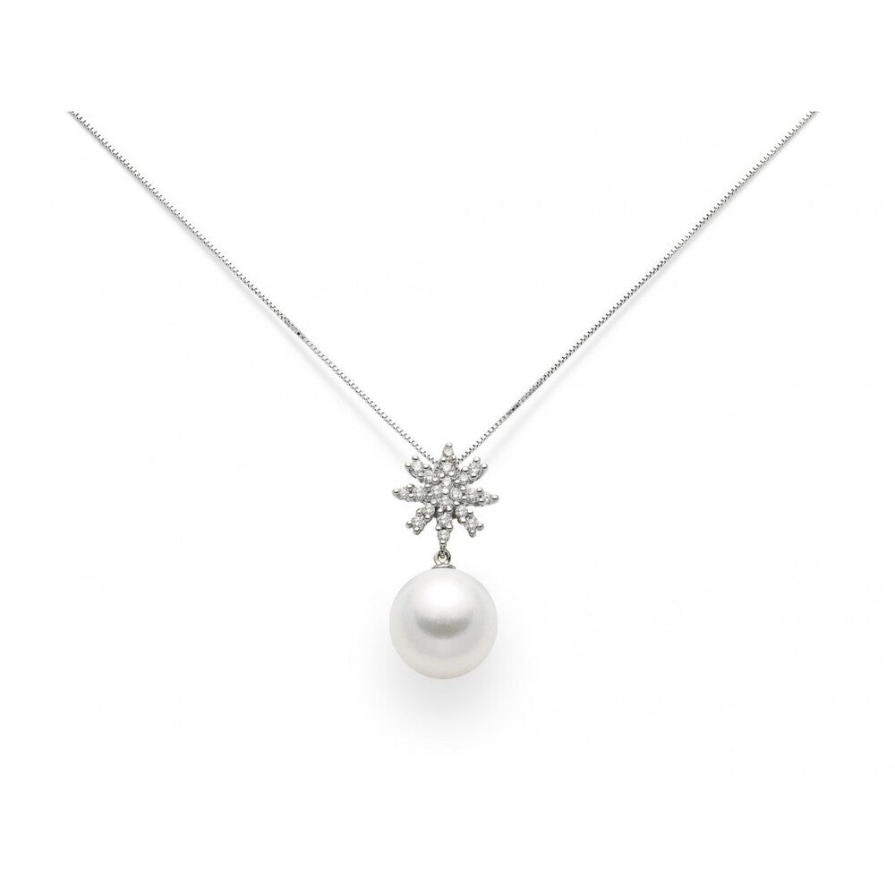 Collana donna Nimei in oro bianco, diamanti e perla AUSTRALIA PCL5068A